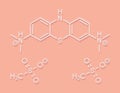 Leuco-methylthioninium LMTX Alzheimer`s disease molecule tau aggregation inhibitor. Skeletal formula.