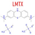 Leuco-methylthioninium or LMTX Alzheimer's disease molecule, tau aggregation inhibitor. Skeletal formula.