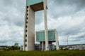 Leudelange, Luxembourg - May 5 2013 : Water tower with itÃ¢â¬â¢s modern design in concrete and fiberglass, also a fire department
