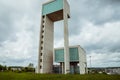 Leudelange, Luxembourg - May 5 2013 : Water tower with itÃ¢â¬â¢s modern design in concrete and fiberglass, also a fire department