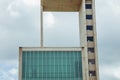 Leudelange, Luxembourg - May 5 2013 : Water tower with itÃ¢â¬â¢s modern design in concrete and fiberglass, also a fire department