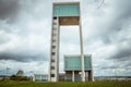 Leudelange, Luxemburg - May 5 2013 : Water tower with itÃ¢â¬â¢s modern design in concrete and fiberglass, also a fire department