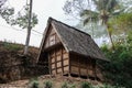 A Leuit or traditional rice barn photographed from below