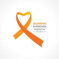 Leukemia Awareness month with orange colored ribbon, observed in September