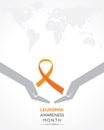 Leukemia Awareness month with orange colored ribbon, observed in September