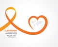 Leukemia Awareness month with orange colored ribbon, observed in September