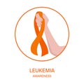 Leukemia awareness ribbon in hand medical illustration