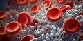 Leukemia Blood Cells Under Color Scanning Electron Micrograph