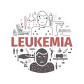 Leukemia symptoms banner. Symptoms, Treatment. Line icons. Vector signs. Royalty Free Stock Photo