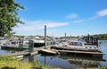 Beautiful dutch idyllic sports yacht harbour marina at lake near river Maas