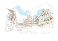 Leuven Belgium Europe vector sketch city illustration line art