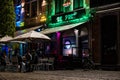 Leuven, Flemish Brabant Region, Belgium - Student having a party at the Old Market square with cafe de Prof, a student