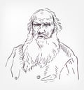 Lev Nikolayevich Tolstoy vector sketch portrait Royalty Free Stock Photo