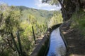 Levada das 25 fontes, irrigation canal detail view, touristic hiking trail, Rabacal, Madeira island