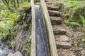 Levada do Poco Bezerro, wild water, touristic hiking trail, Ribeiro Frio, Madeira island Royalty Free Stock Photo