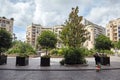 Levallois-Perret, France, green trees and modern building