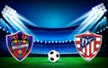 Levante FC Vs Atletico Madrid Football Match Fixture 3D Rendered Stadium with Glowing Lights