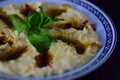 Hummus is a Levantine dip or spread made from cooked, mashed chickpeas or other beans, arabic Lebanon breakfast dish