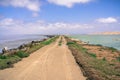 Levee on the shoreline of east San Francisco bay, Fremont, California