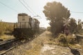 Railroad of merchandise on its way through an abandoned level cr