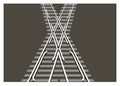 Level junction railroad/railroad crossing. Simple flat illustration