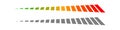 Level, progress bar, indicator. Low-high progression, guage, meter and scale. Benchmark, performance indication