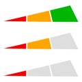 Level, progress bar, indicator. Low-high progression, guage, meter and scale. Benchmark, performance indication