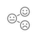 Level of satisfaction line icon. Range to assess the emotions from positive to negative symbol