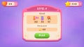 Level start. GUI Kit casual assets for a game mobile, a set of user interface elements and pop-ups for the game interface