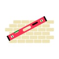 Level Tool Against Brick Wall In Flat Vector Illustration Symbolizing Construction Precision, Accuracy, And Building Royalty Free Stock Photo