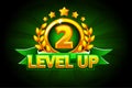 Level UP banner with green ribbon and text. Vector illustration for casino, slots, roulette and game UI