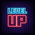 Level Up Neon sign. Bright signboard. Neon text. Royalty Free Stock Photo