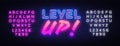 Level UP neon sign vector. Gaming Design template neon sign, light banner, neon signboard, nightly bright advertising
