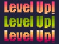 Level up! pixel art. Achievement in the game, leveling up. Text in 8-bit retro video game style from 80s - 90s Royalty Free Stock Photo