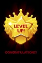 Level Up Reward Cartoon Gold Icon, Game App UI Isolated Design Element For Game.