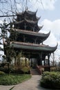 The 4 level Wangjiang pavilion in a garden in Chengdu