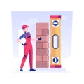 Levelling bricks isolated concept vector illustration.