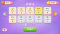 Levels. GUI Kit casual assets for a game mobile, a set of user interface elements for the game interface