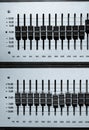 Levels on professional electronic equalizer audio equipment Royalty Free Stock Photo