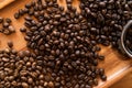 3 levels of roasted peaberry coffee beans Royalty Free Stock Photo