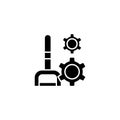 Lever black icon concept. Lever flat vector symbol, sign, illustration. Royalty Free Stock Photo