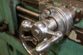 The lever of the turning machine,processing metal Royalty Free Stock Photo