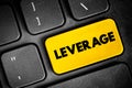 Leverage text button on keyboard, business concept background Royalty Free Stock Photo