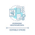 Leveraging healthcare data turquoise concept icon