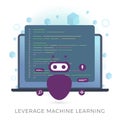 Leveraging Machine Learning, big data and artificial intelligence AI concept. Neural network deep learning algorithm