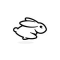 Leveret emblem template. Running Rabbit icon. Simple black outline Hare silhouette logo template. Modern concept design