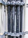 Leverkusen , Germany - September 06 2018 : Close-up of power cable for a computer network server room