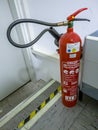 Leverkusen , Germany - September 06 2018 : Fire extinguisher ready to use in computer network server room