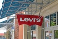 Levi`s brand logo and red sign text of shop fashion clothing levis store Royalty Free Stock Photo