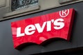 Levi`s logo on Levi`s shop